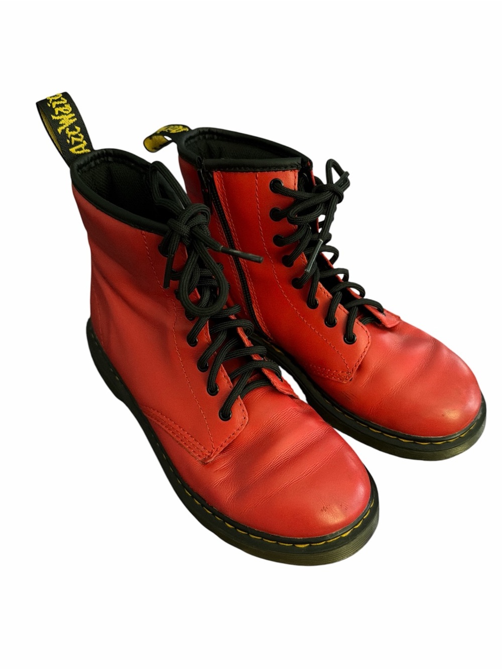 Dr. Martens 1460 Satchel Red and Black Lace-Up Leather Boots